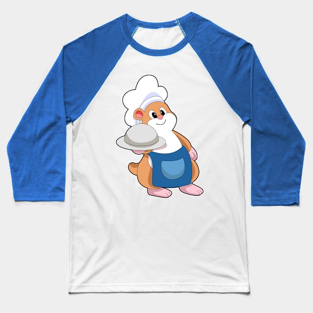 Hamster as Cook with Platter Baseball T-Shirt by Markus Schnabel